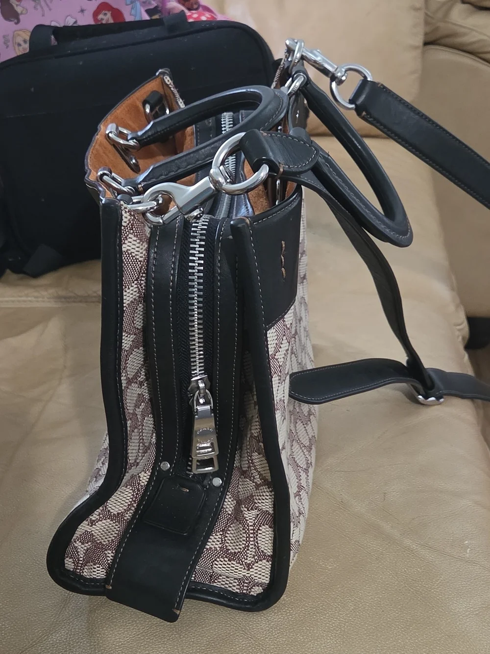 COACH Signature Canvas Tote Bag in Brown and Black